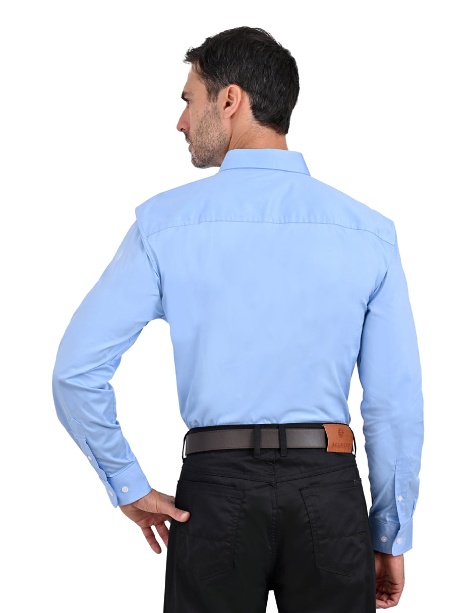 Camisa LIsa Manga Larga Azul claro