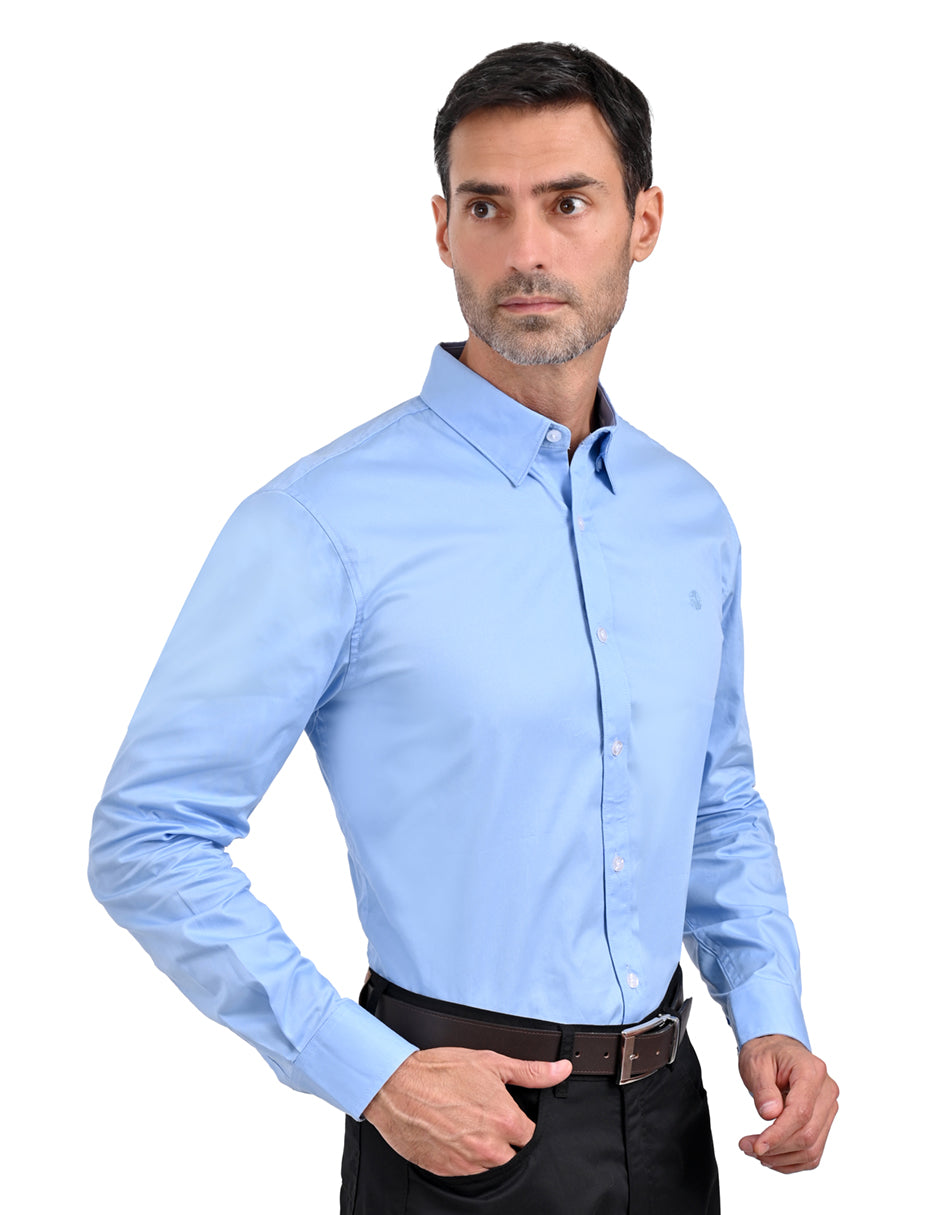 Camisa LIsa Manga Larga Azul claro