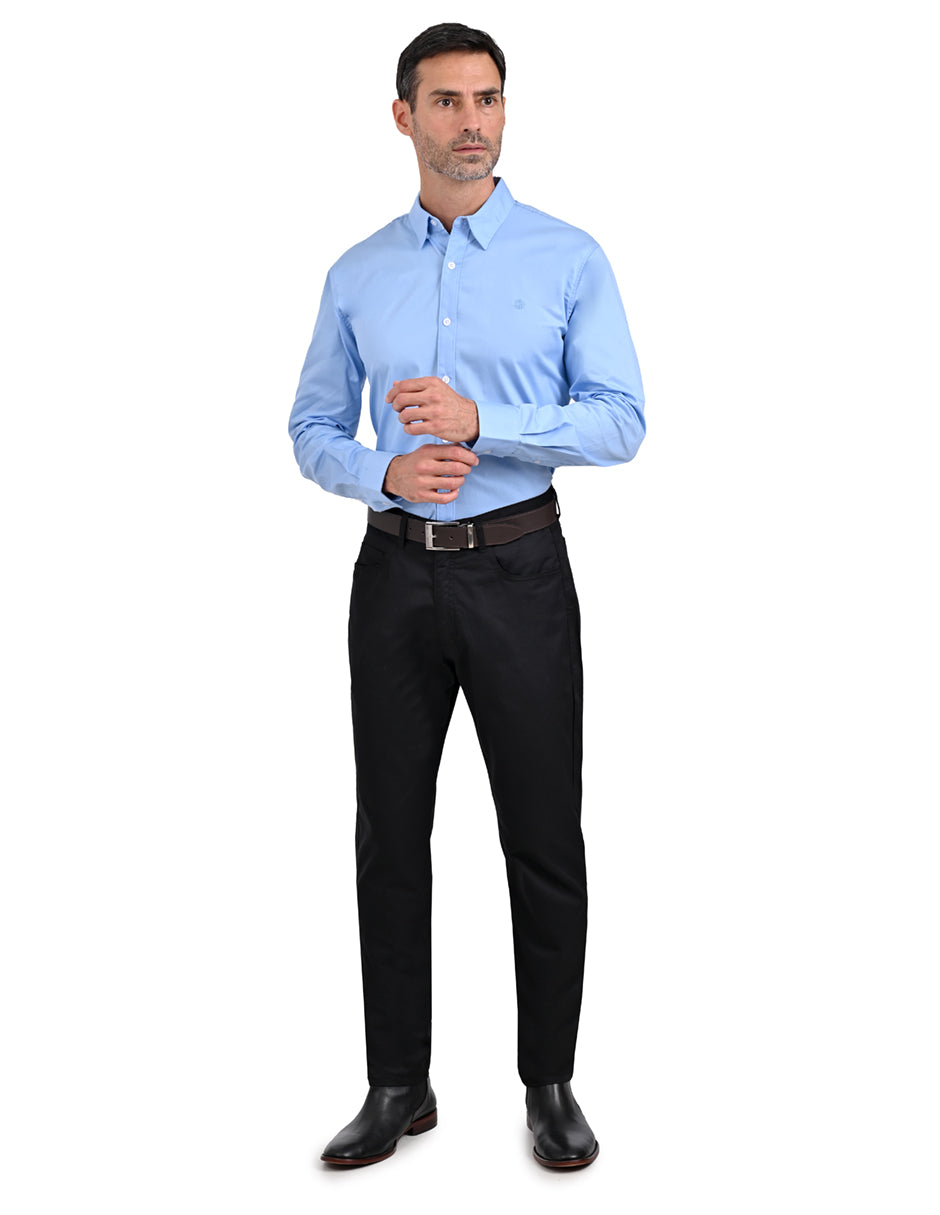 Camisa LIsa Manga Larga Azul claro