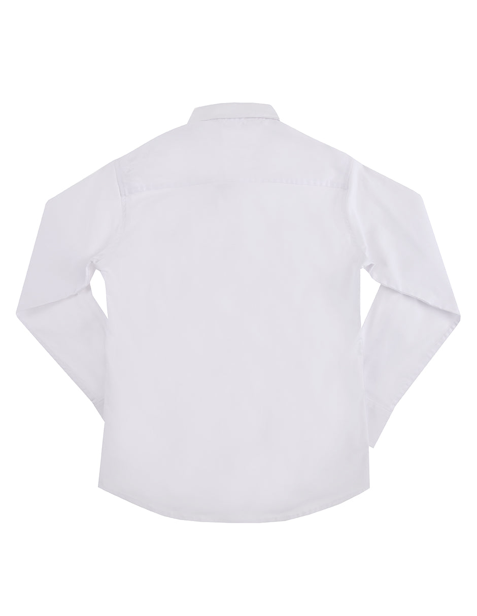 Camisa Blanca Lisa sello azul - Manga Larga