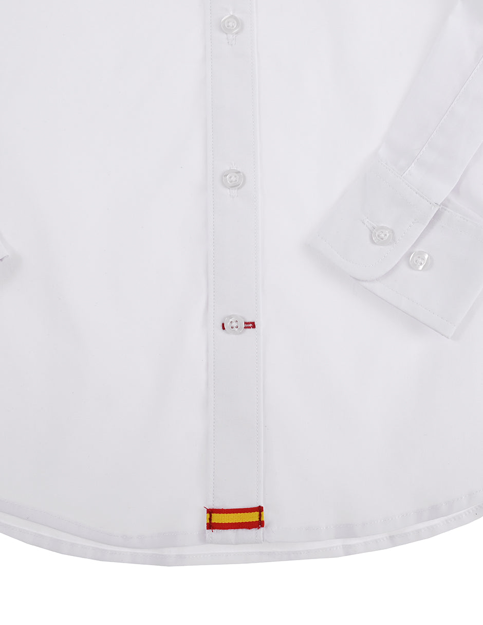 Camisa Blanca Lisa sello azul - Manga Larga