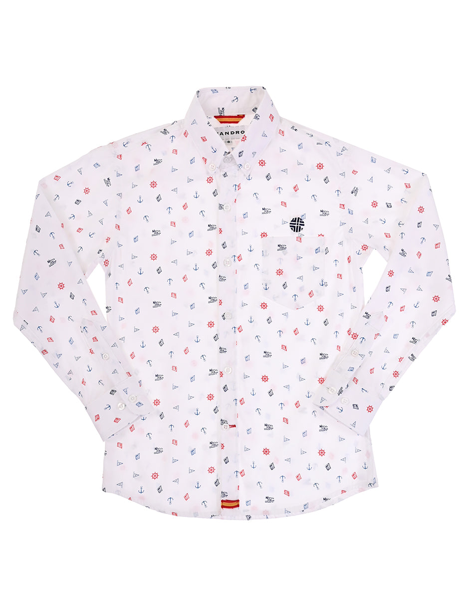 Camisa blanca -diseños náuticos- niño ML