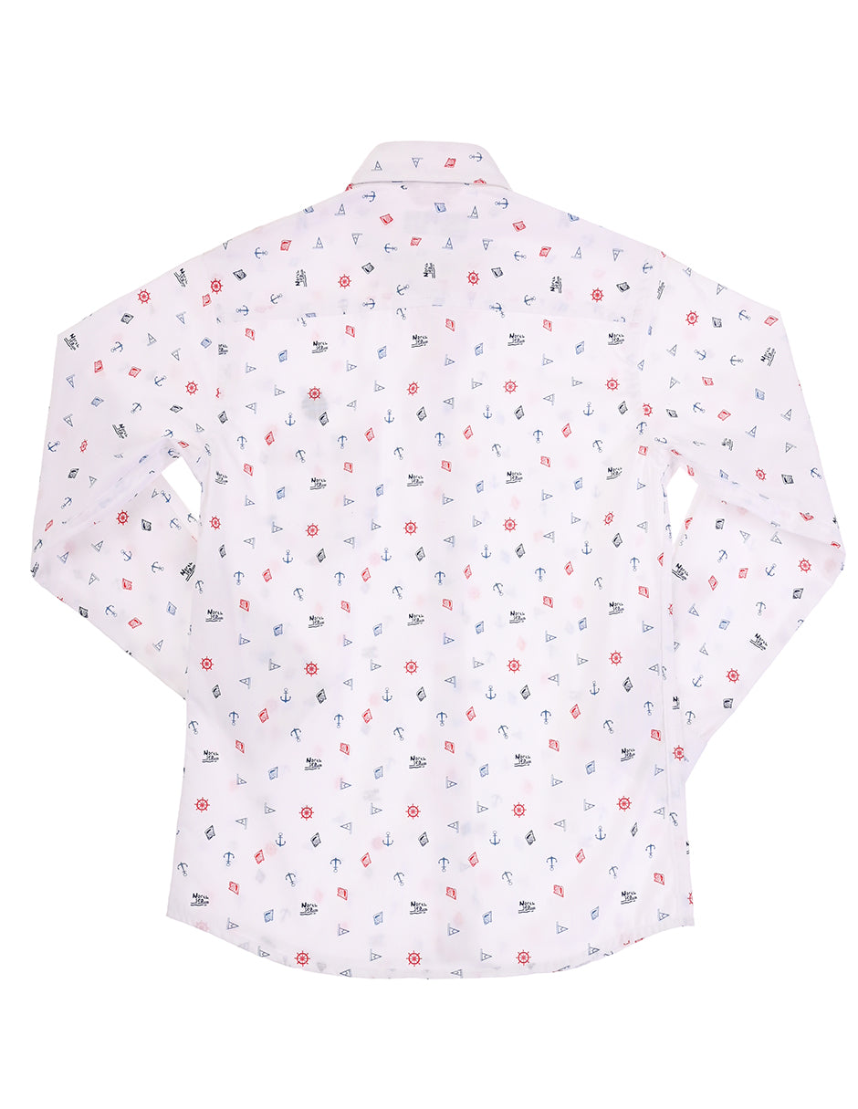Camisa blanca -diseños náuticos- niño ML