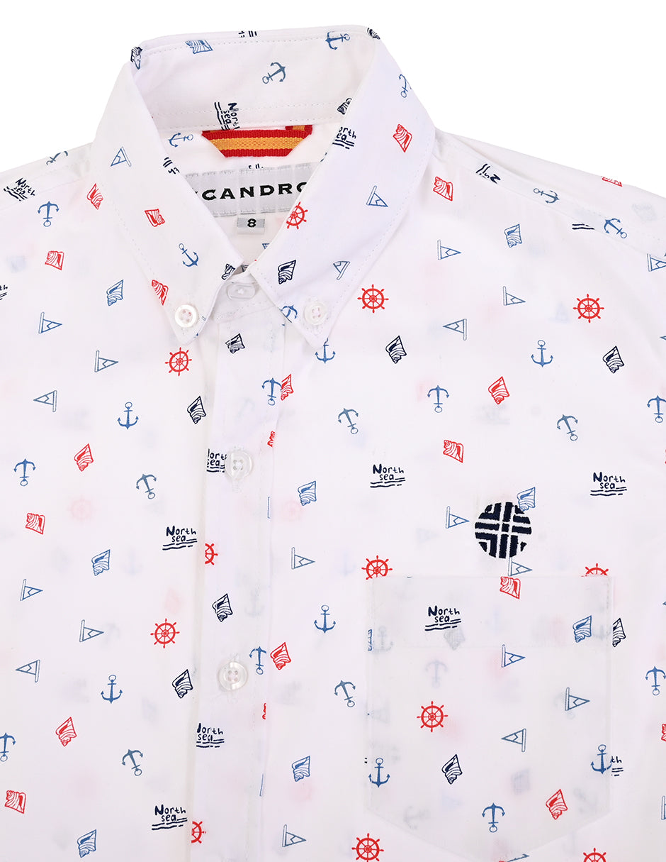 Camisa blanca -diseños náuticos- niño ML