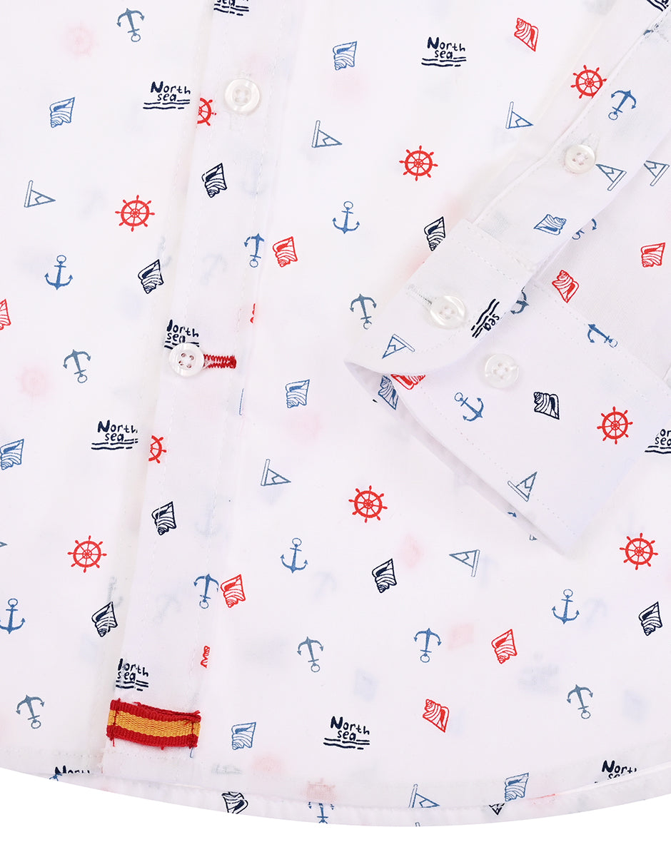 Camisa blanca -diseños náuticos- niño ML