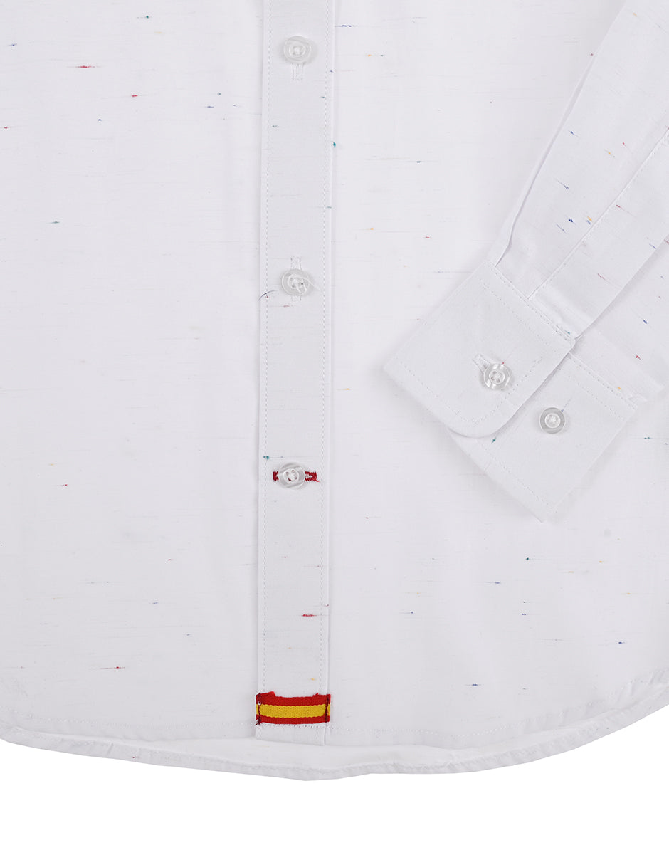 Camisa Blanca Lisa emblema bordado rojo- niño- Manga Larga