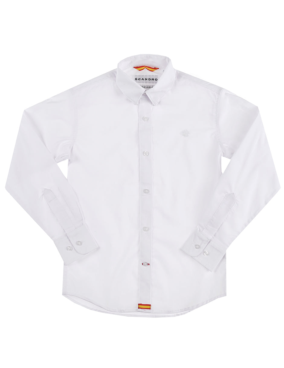 Camisa Blanca Lisa niño- Manga Larga