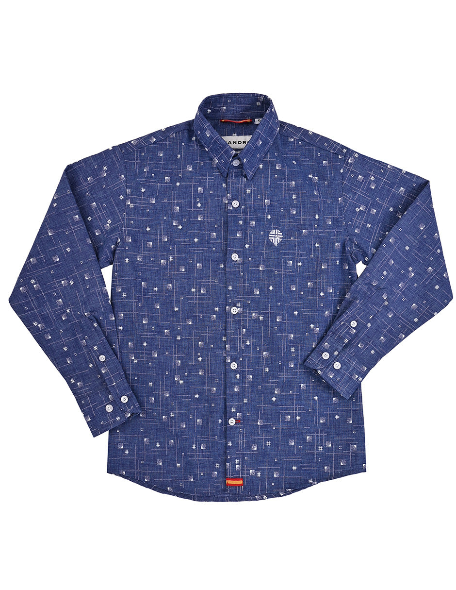 Camisa azul niño-diseños en blanco