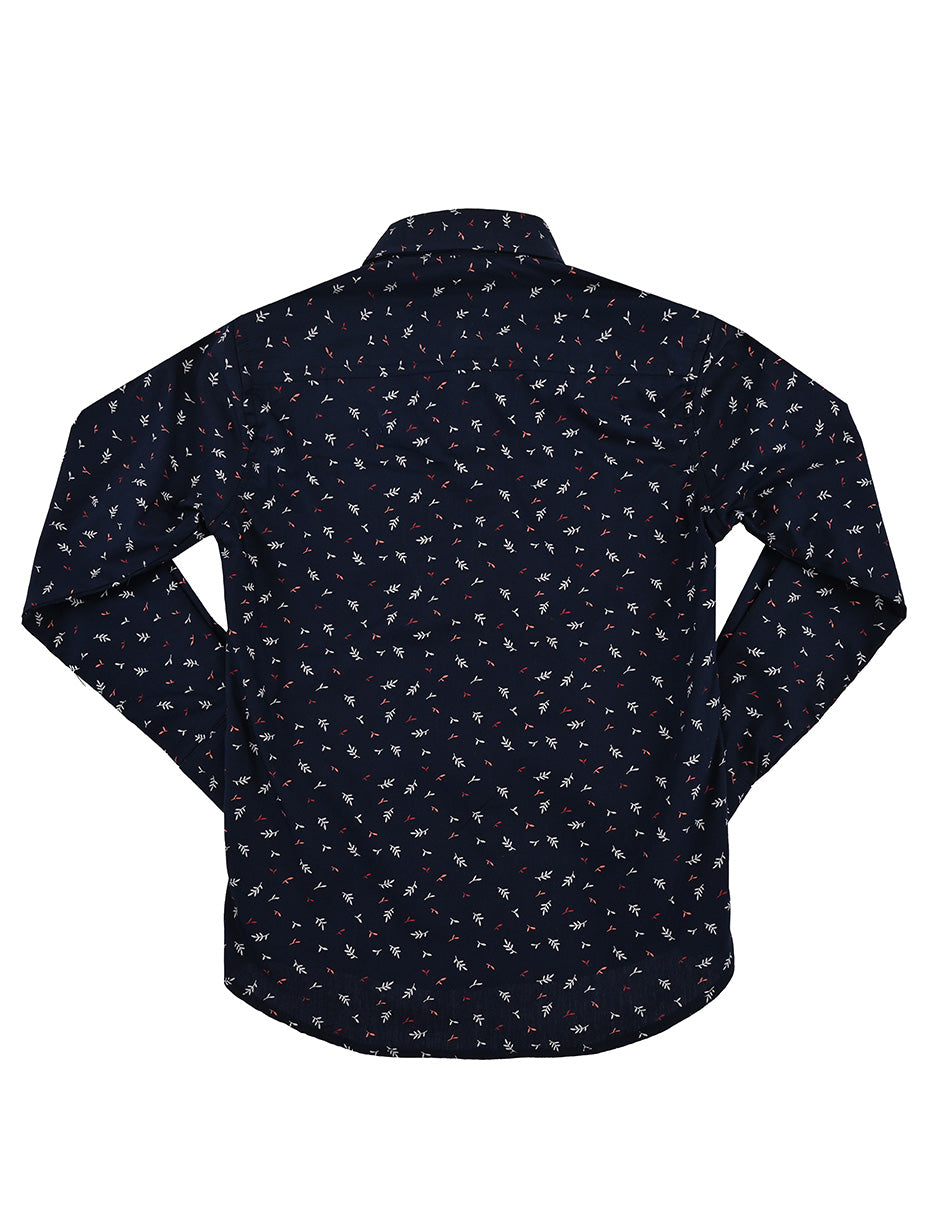 Camisa azul marino- elementos hojas - niño ML