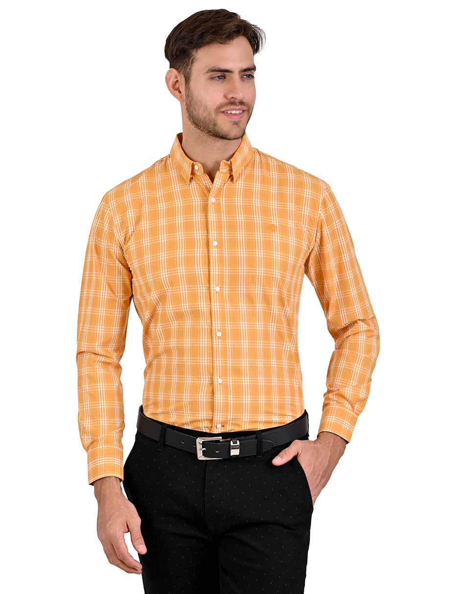 Camisa a cuadros entrelazados -Mostaza
