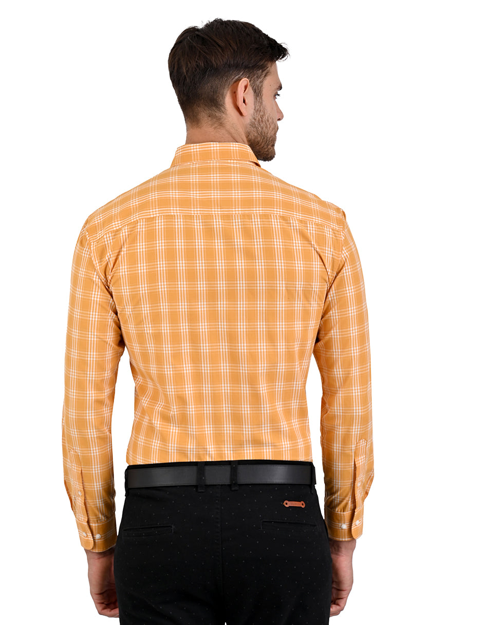 Camisa a cuadros entrelazados -Mostaza