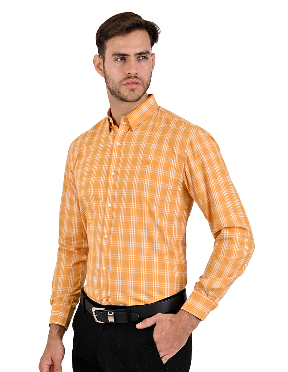 Camisa a cuadros entrelazados -Mostaza