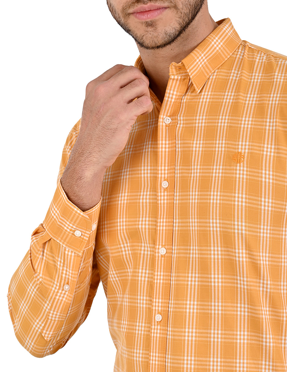 Camisa a cuadros entrelazados -Mostaza