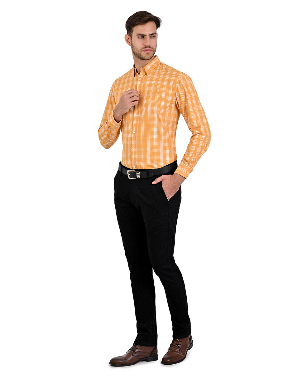 Camisa a cuadros entrelazados -Mostaza