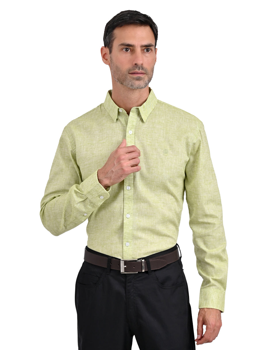 Camisa manga larga preteñida