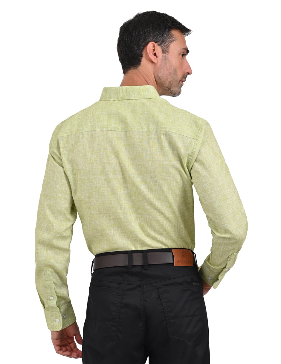 Camisa manga larga preteñida