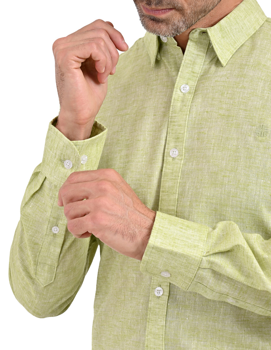 Camisa manga larga preteñida