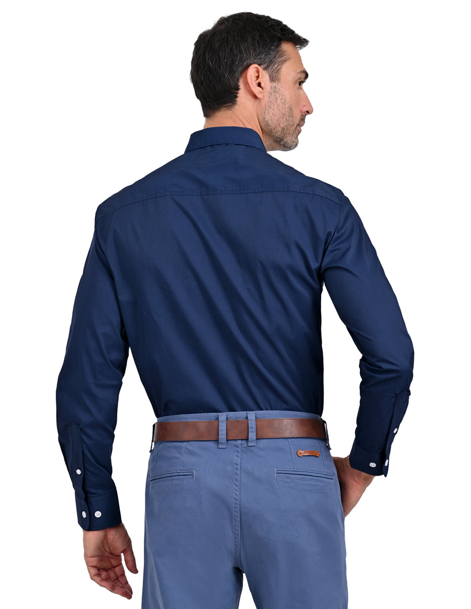 Camisa LIsa Manga Larga Azul Marino