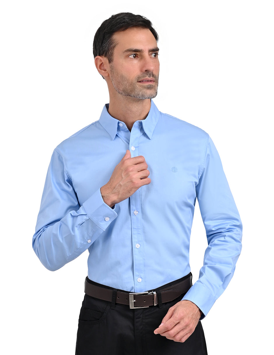 Camisa LIsa Manga Larga Azul claro